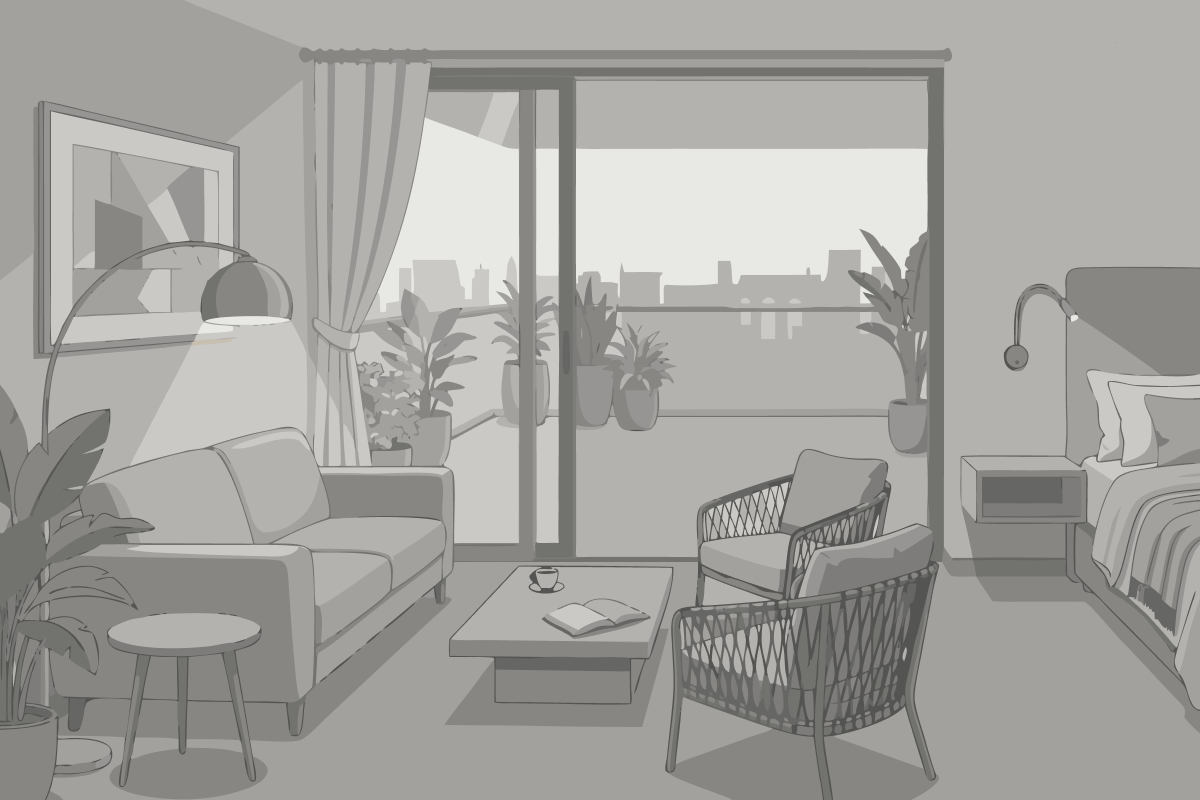 Three-Bedroom Apartment with Garden View